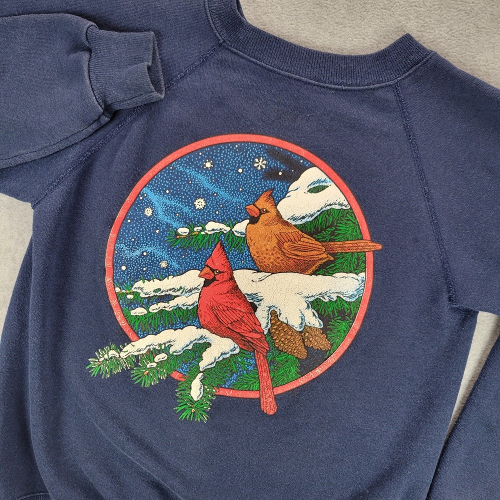 Vintage Birds Graphic Crewneck Sweatshirt USA Wwomens M‎ Cardinal Hanes Sport